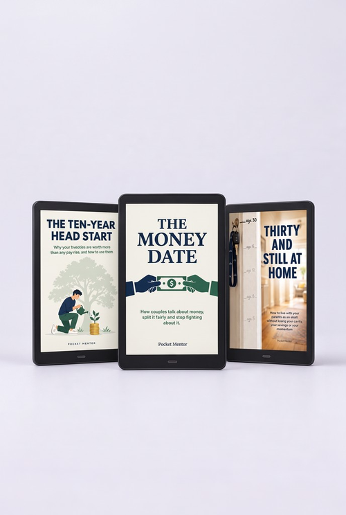 Money Starter Pack: The Ten-Year Head Start, The Money Date and Thirty and Still at Home on three e-readers